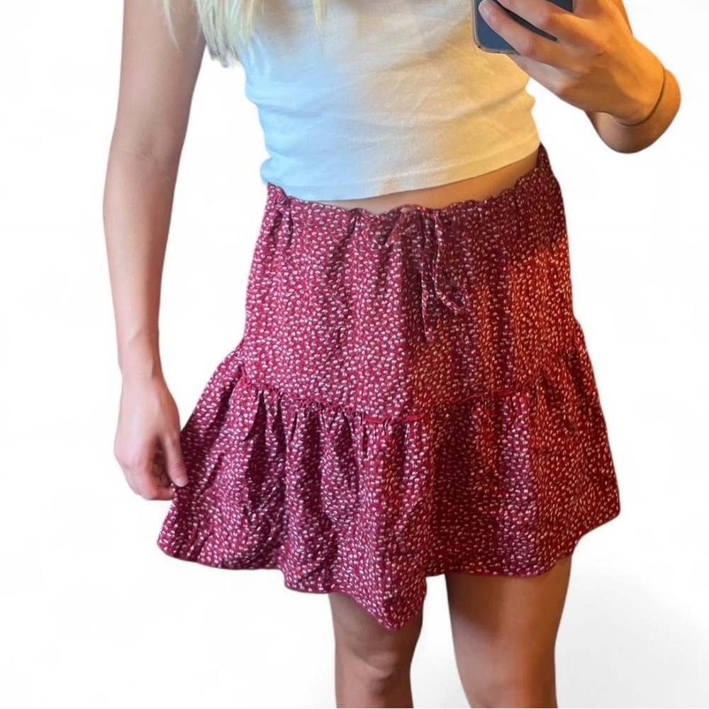 Floral Red Skirt